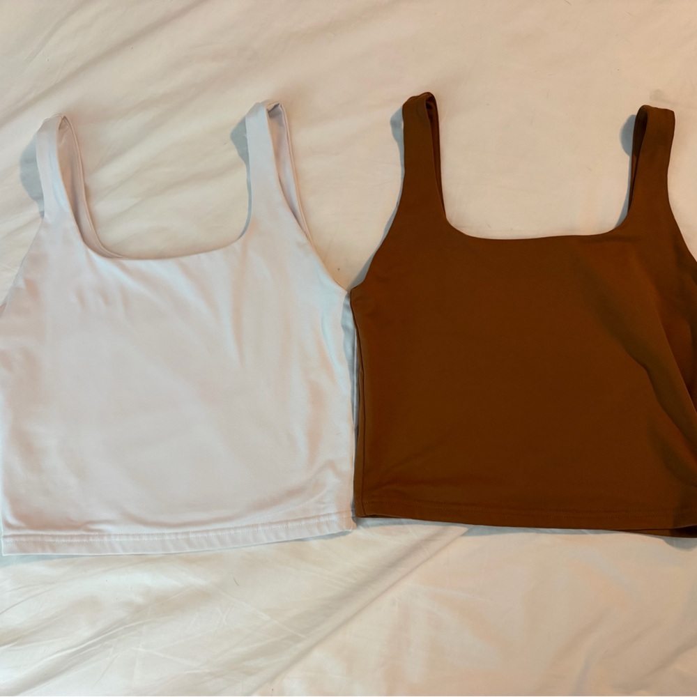 ReoRia White and Brown Crop Tops